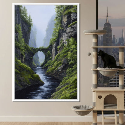 Emerald Gorge Stone Bridge River Canvas Wall Art