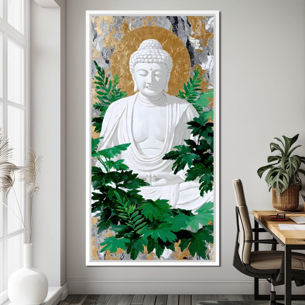 Golden Halo Buddha Garden Canvas Wall Art