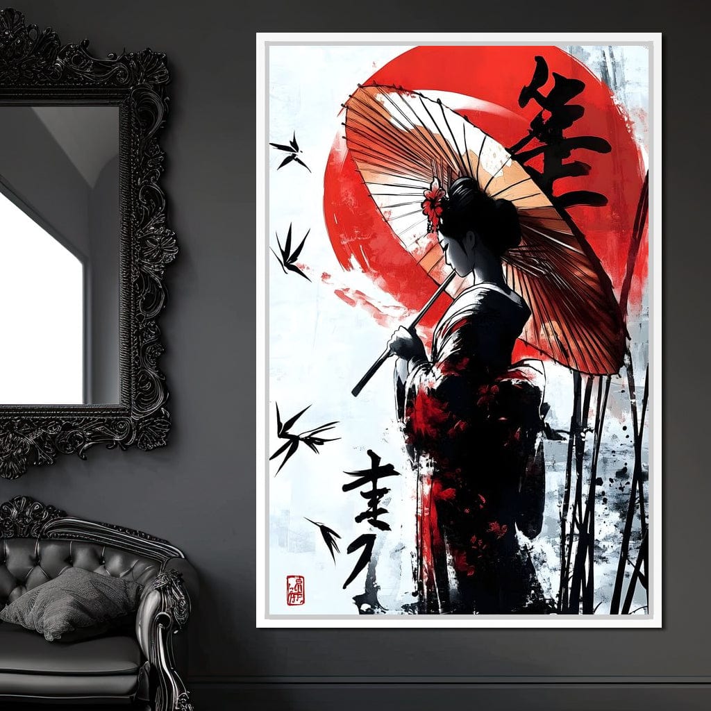 Geisha Elegance Sunlit Shadows Canvas Wall Art