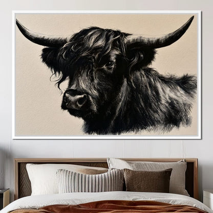Solitary Guardian of the Highland Plains Canvas Wall Art