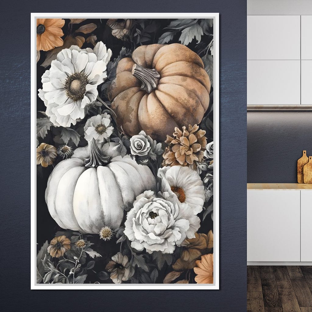 Autumn Pumpkin Floral Reverie Canvas Wall Art