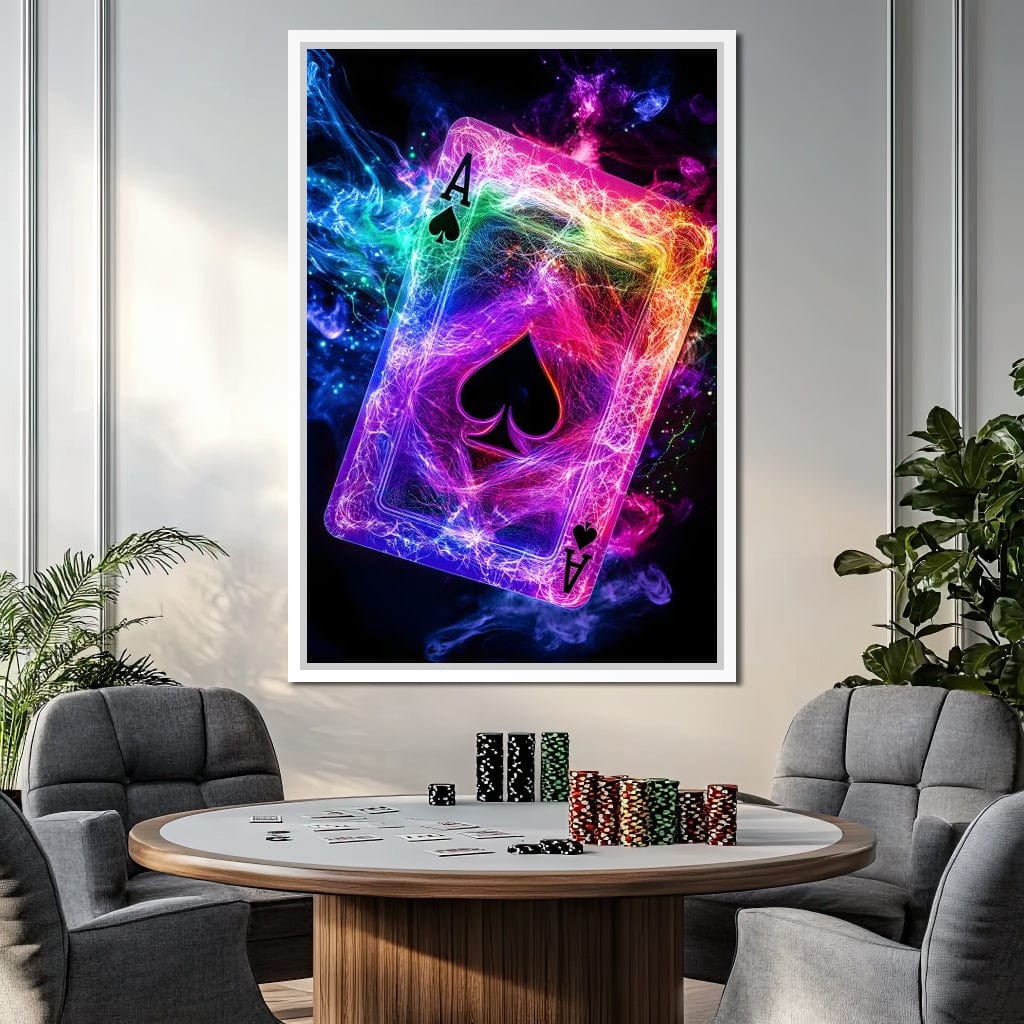 Ace of Spades Neon Burst Canvas Wall Art