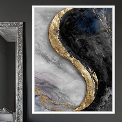 Gilded Moonstone Abstract Flow Canvas Wall Art