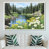 Alpine River Wildflower Glow Canvas Wall Art