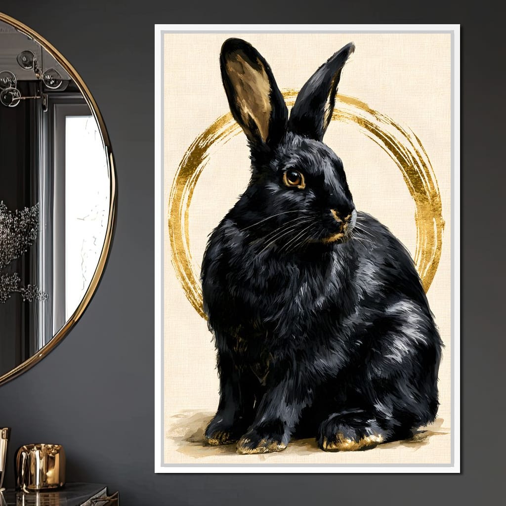 Gilded Hare Watching The Horizon Canvas Wall Art