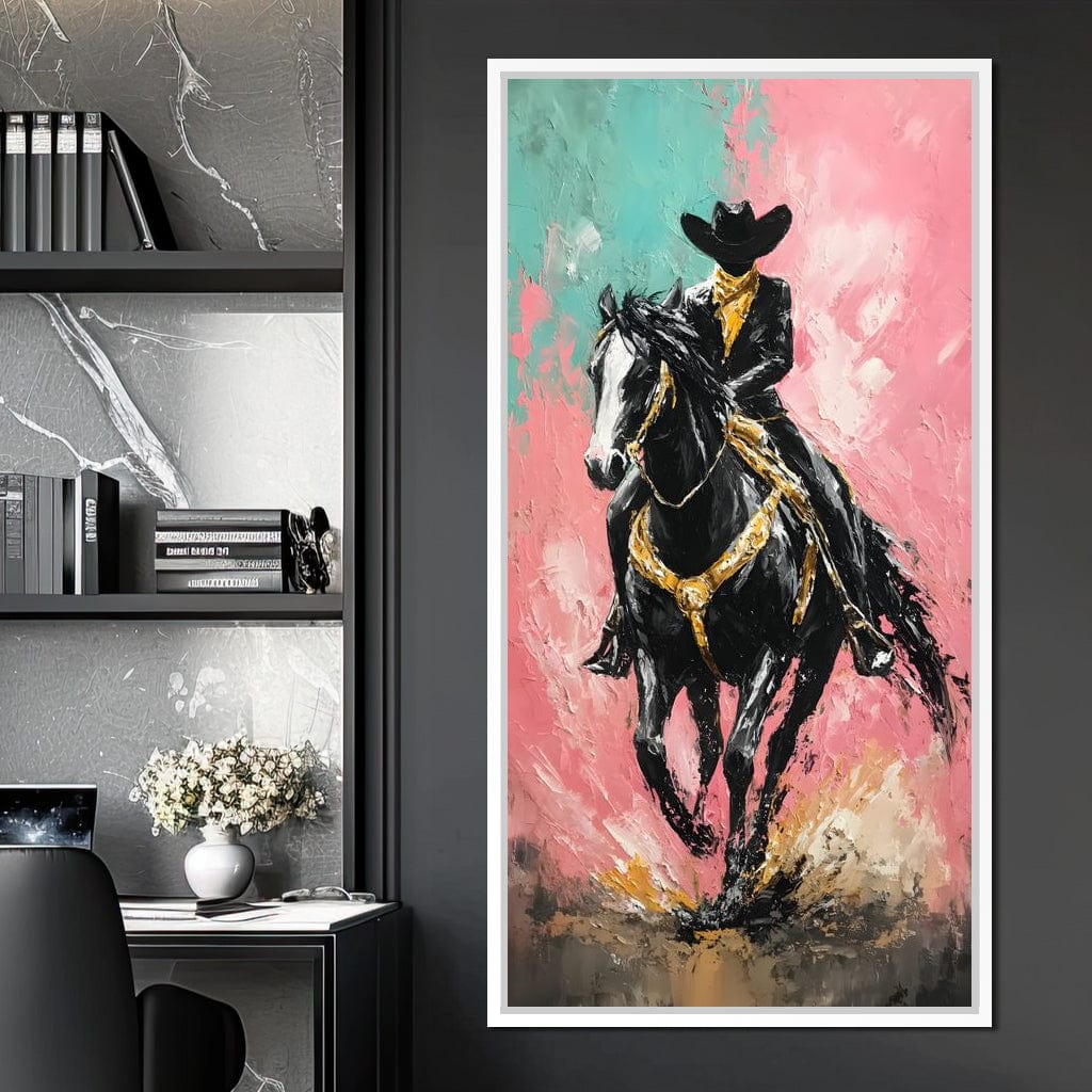 Galloping Western Stallion Energy Canvas Wall Art