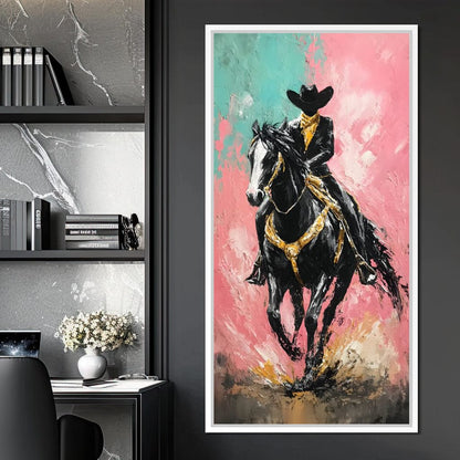Galloping Western Stallion Energy Canvas Wall Art