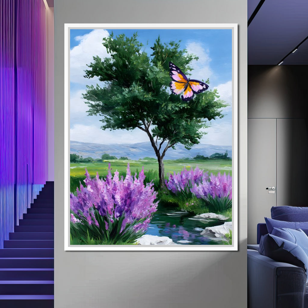 Butterfly Meadow Tranquility Canvas Wall Art
