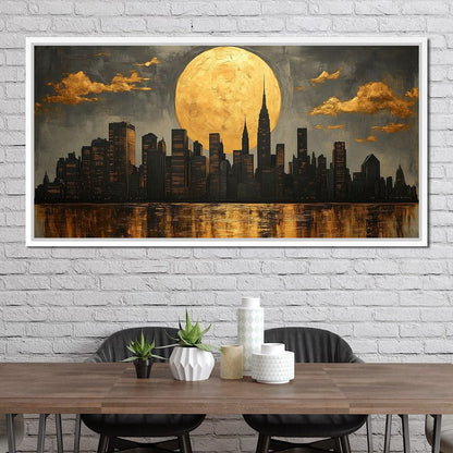 Golden Reflections Skyline Canvas Wall Art