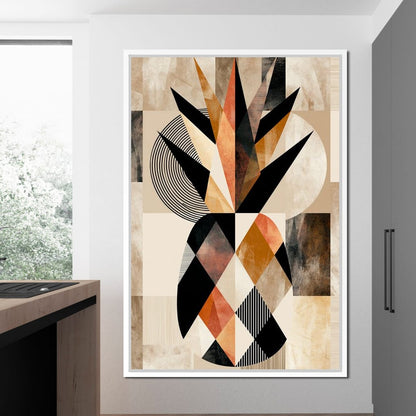 Geometric Still Life of Tropical Pineapple Canvas Wall Art