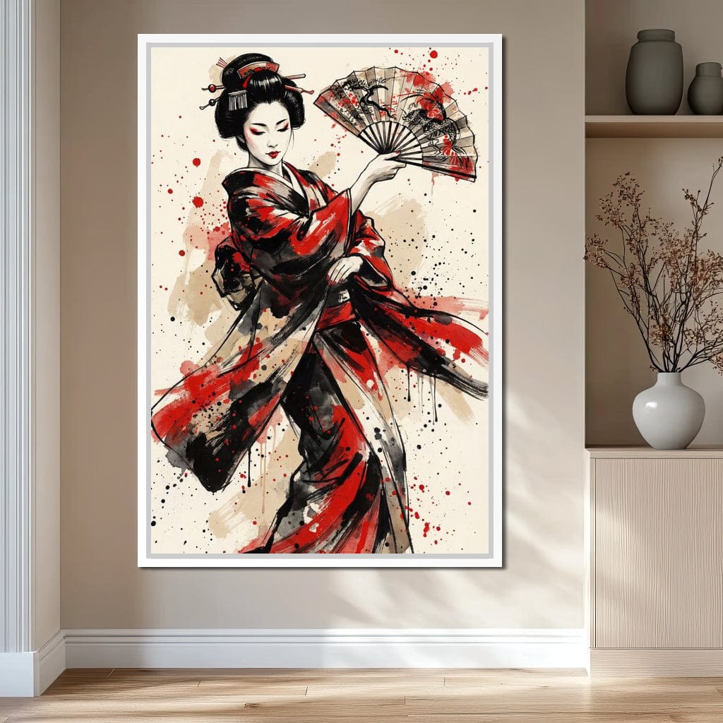 Japanese Woman with Fan Canvas Wall Art