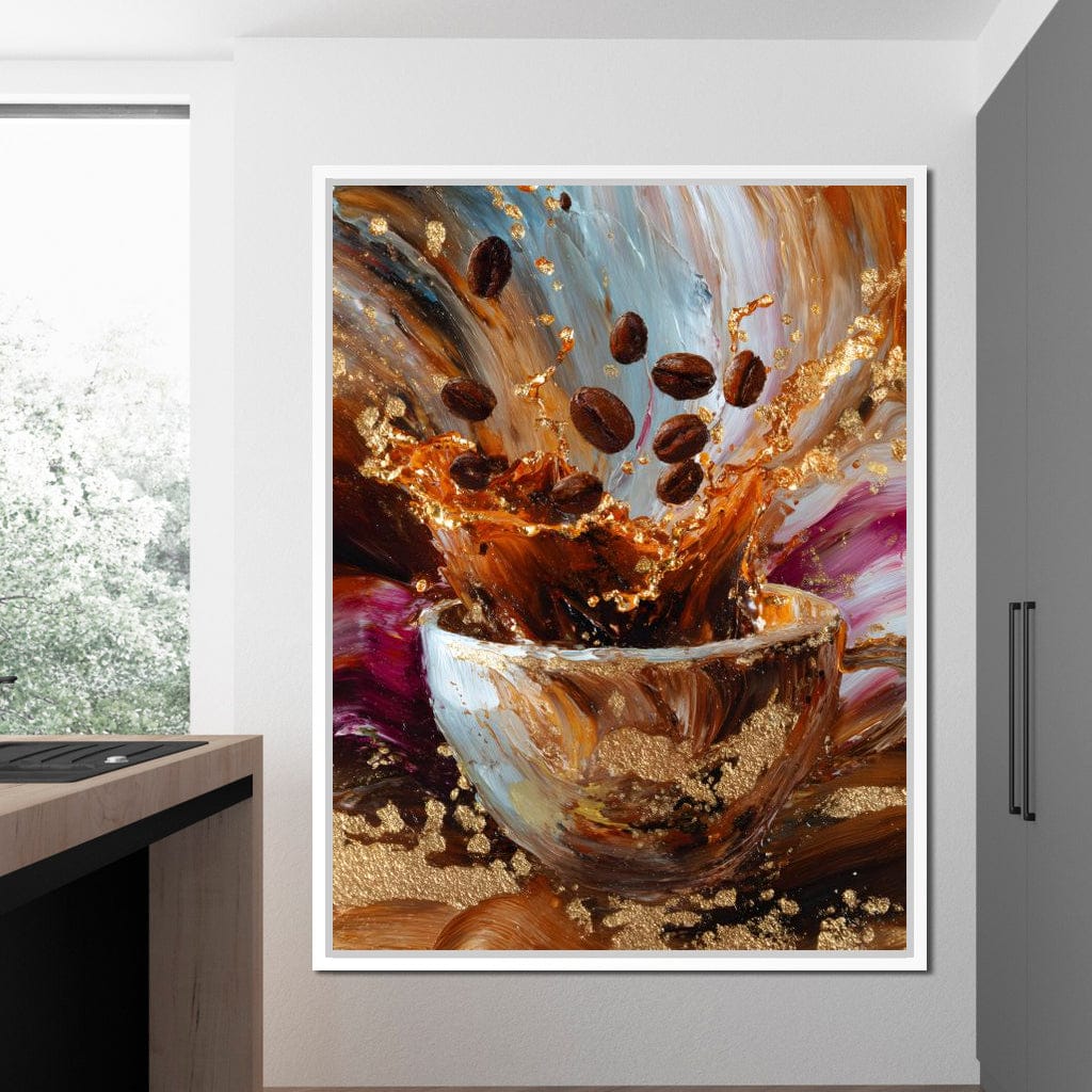 Golden Coffee Splash Reverie Canvas Wall Art