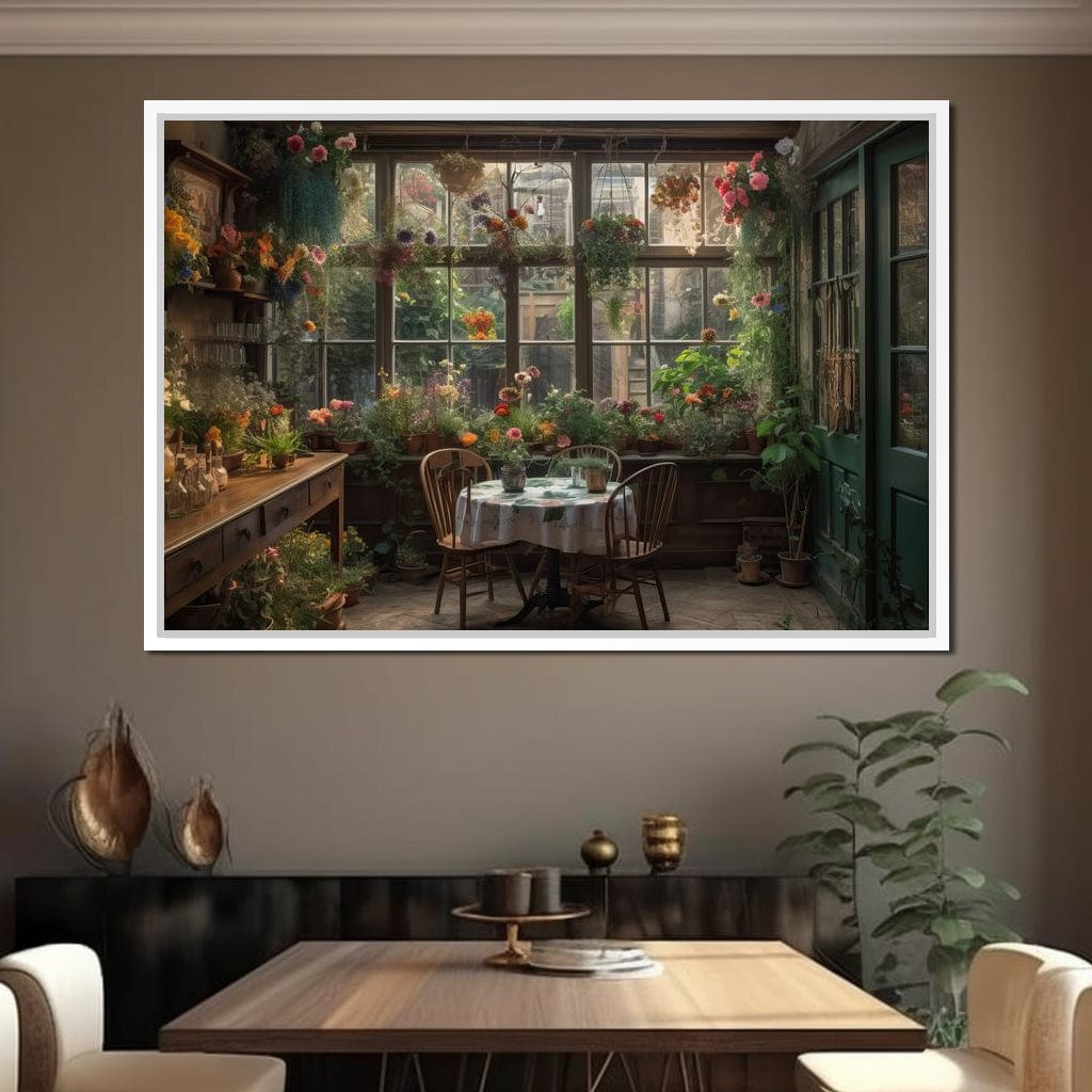 Backyard Floral Kitchen Canvas Wall Art