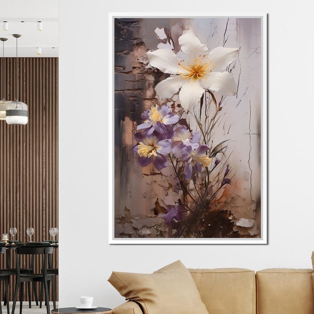 Fleeting Bloom in Grisaille Canvas Wall Art