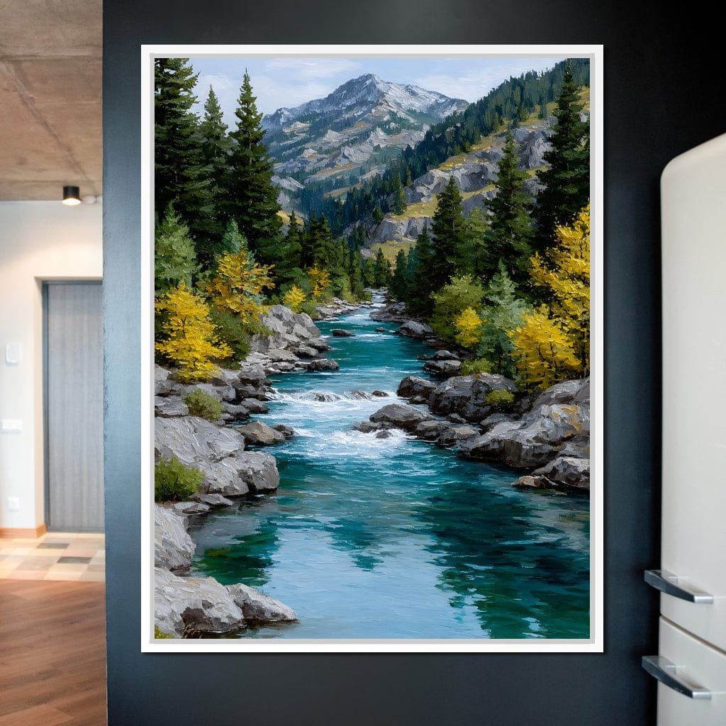 Alpine River Evergreen Peaks Canvas Wall Art