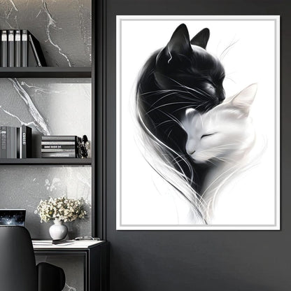 Cats Embrace Canvas Wall Art