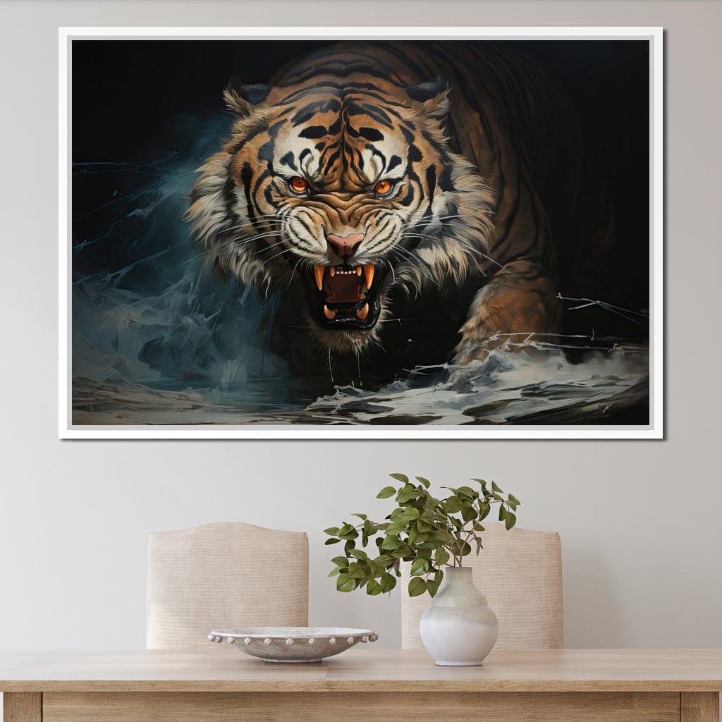Angry Siberian Tiger Canvas Wall Art