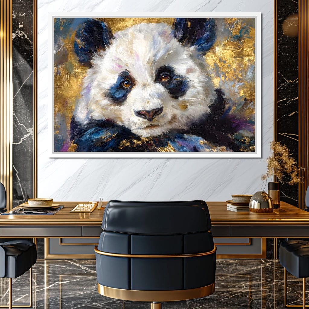 Golden Panda Daydream Portrait Canvas Wall Art
