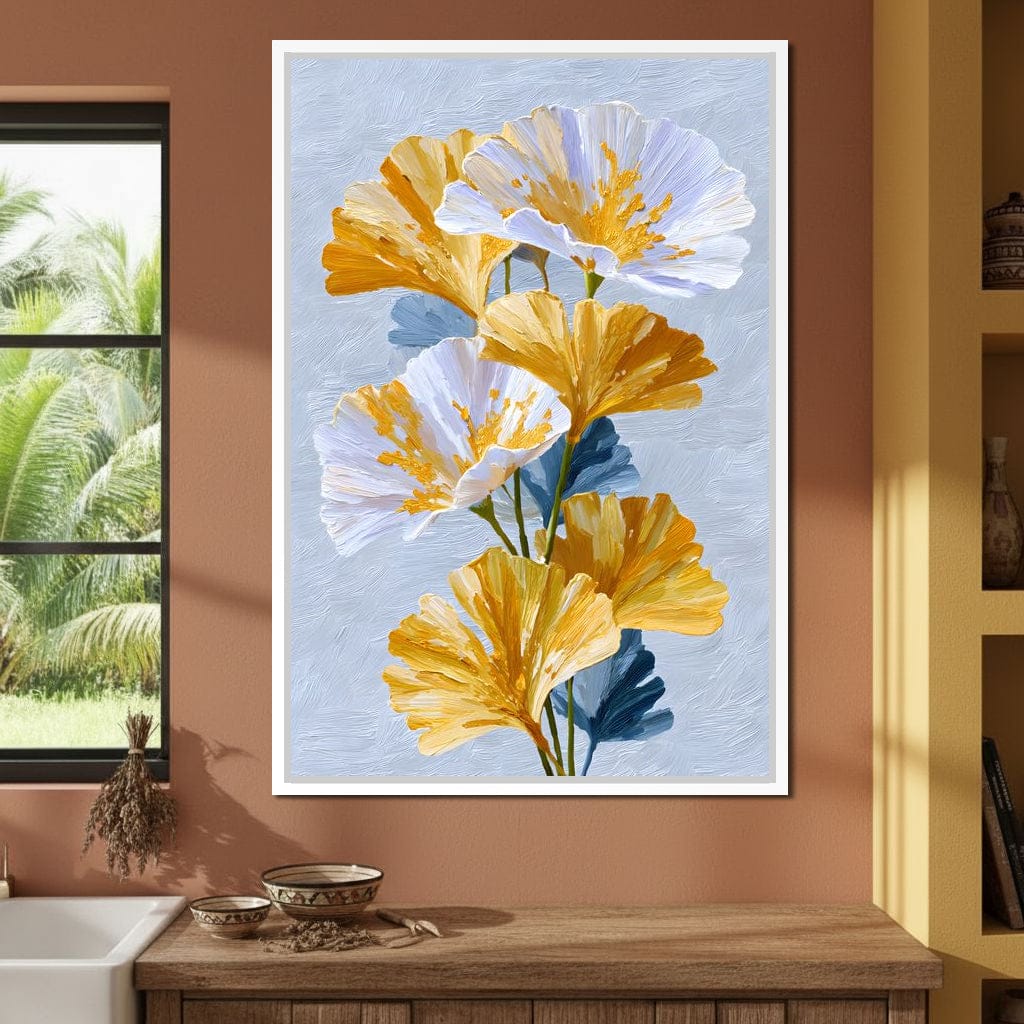Golden Poppies Soft Light Canvas Wall Art