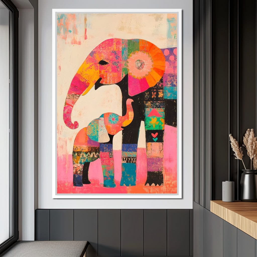 Elephant Patchwork Dreams Canvas Wall Art