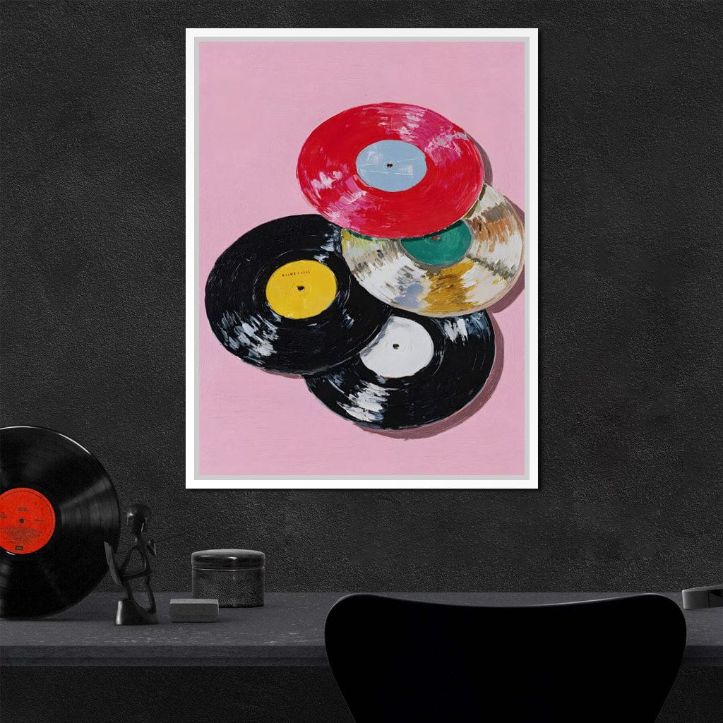 Retro Vinyl Record Pop Splash Canvas Wall Art