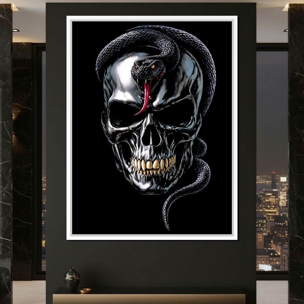 Serpent Crowned Skull Night Canvas Wall Art