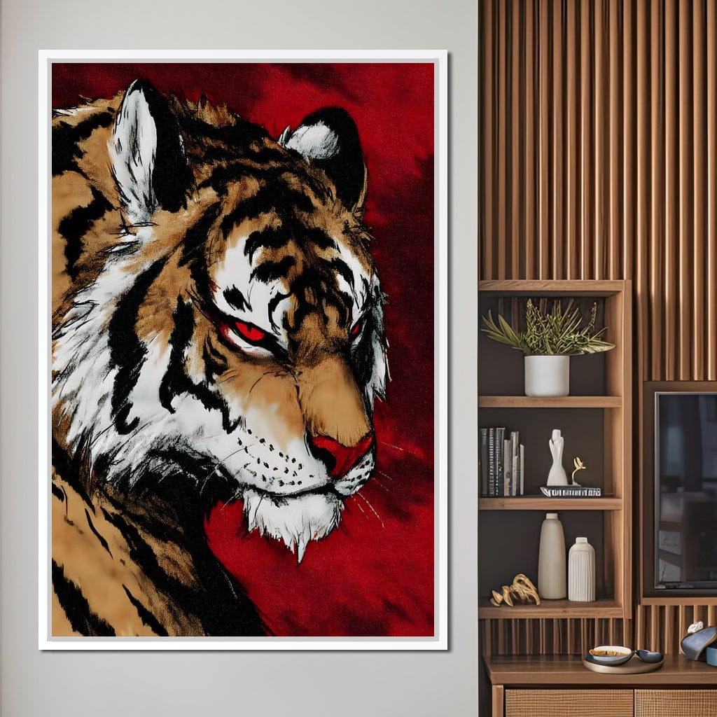 Fierce Tiger Blood Moon Roar Canvas Wall Art