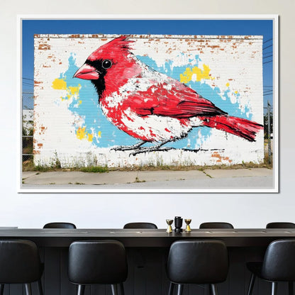 Street Art - Cardinal Mural Canvas Wall Art