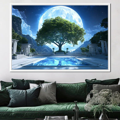 Lunar Reflection Sanctuary Canvas Wall Art