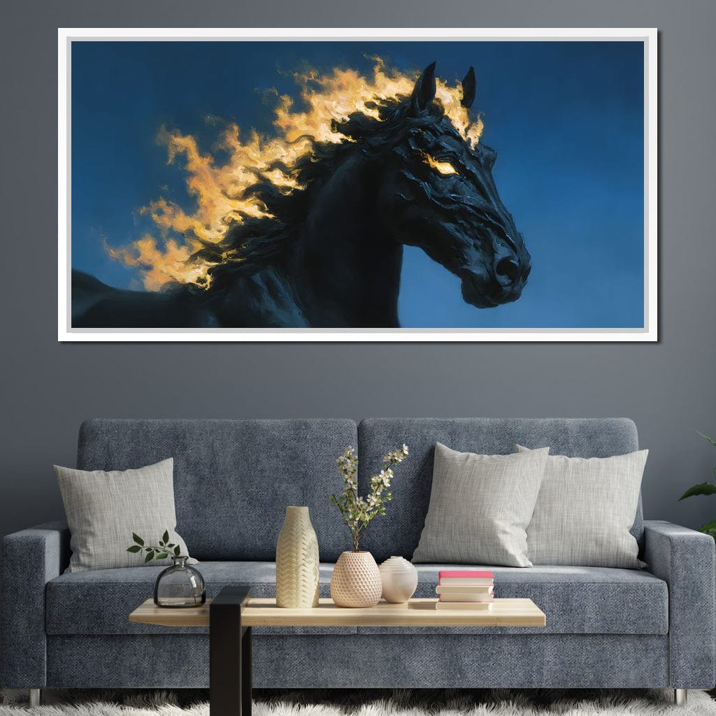 Fiery Night Stallion Spirit Canvas Wall Art