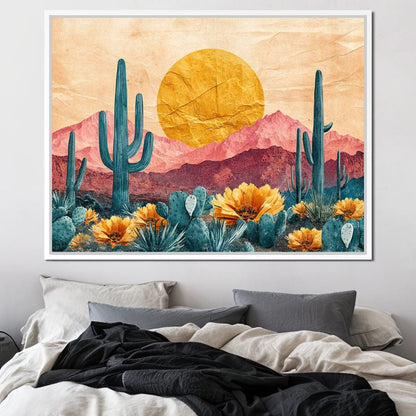 Desert Bloom Sunlit Peaks Canvas Wall Art