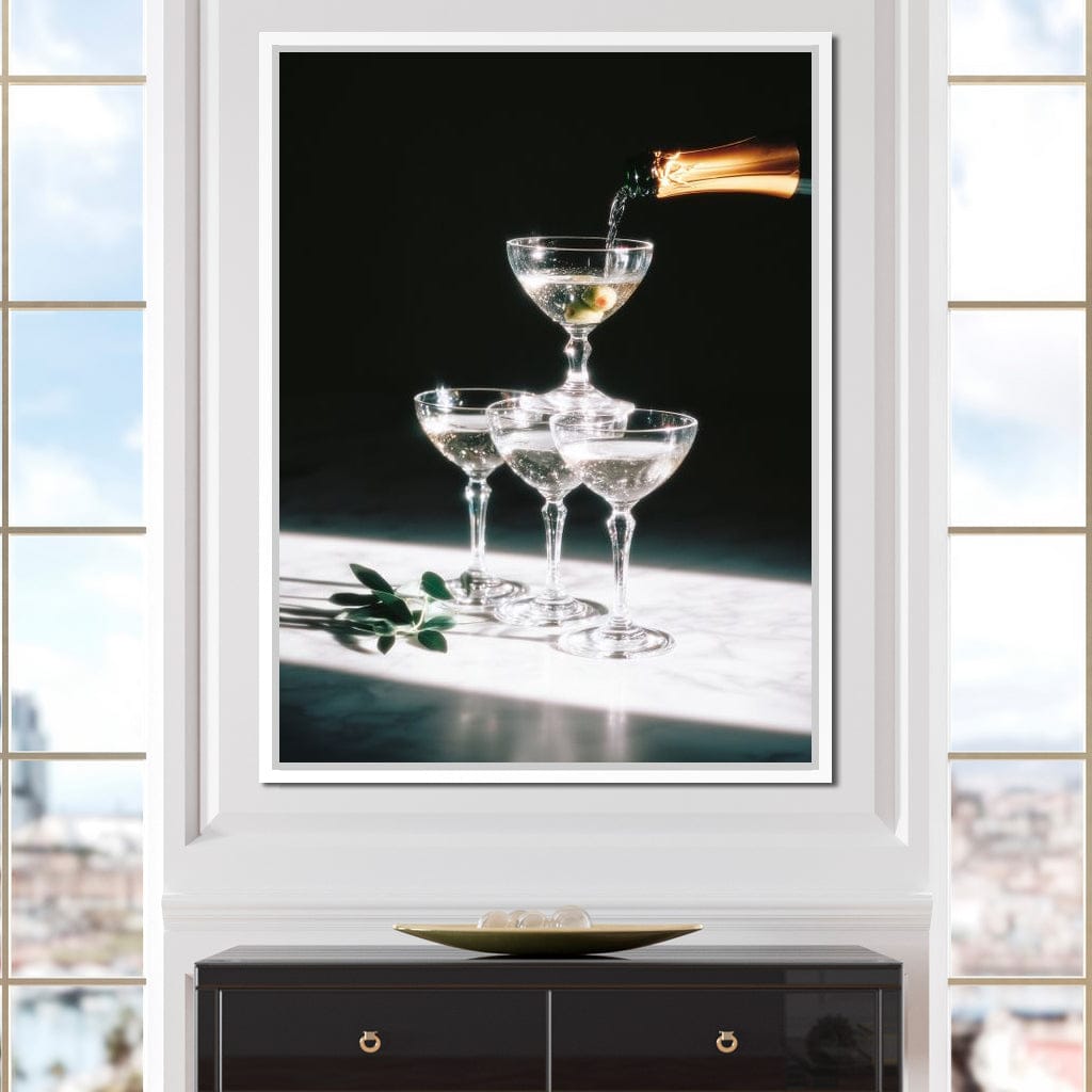 Champagne Cascade Celebration Canvas Wall Art