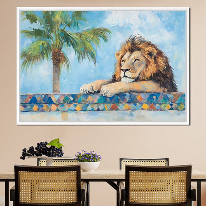 Lion Oasis Tranquility Canvas Wall Art