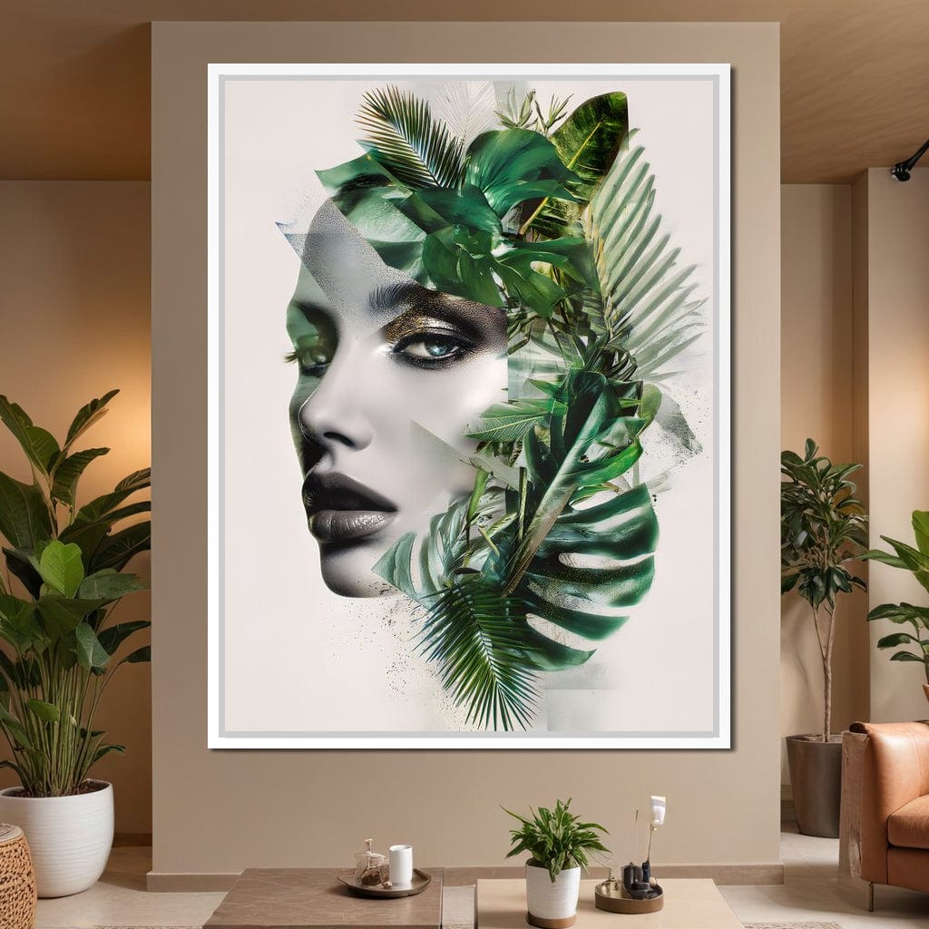 Botanical Muse Fusion Portrait Canvas Wall Art