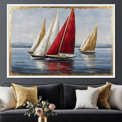 Bold Regatta On Open Water Canvas Wall Art