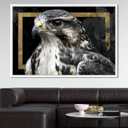 Golden Frame Falcon Portrait Canvas Wall Art