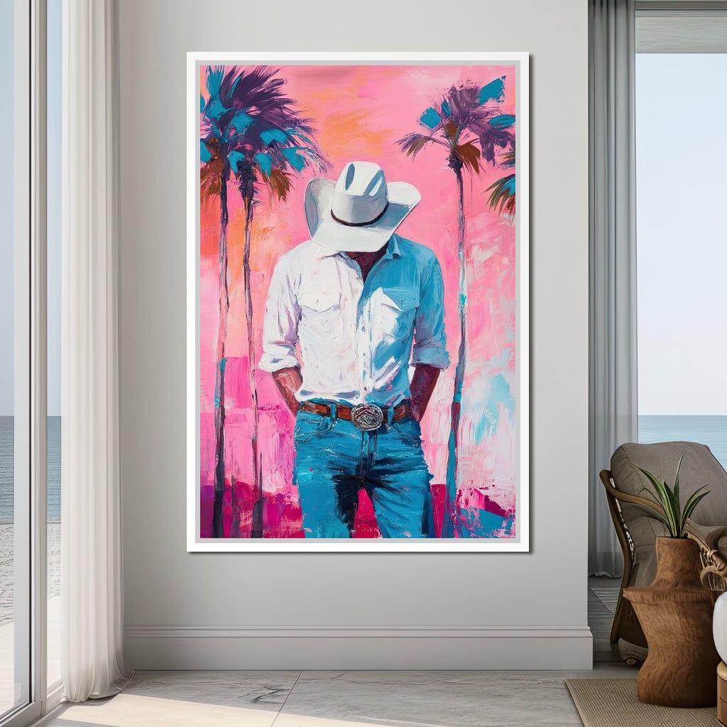 Cowboy Dreams Under Palms Canvas Wall Art