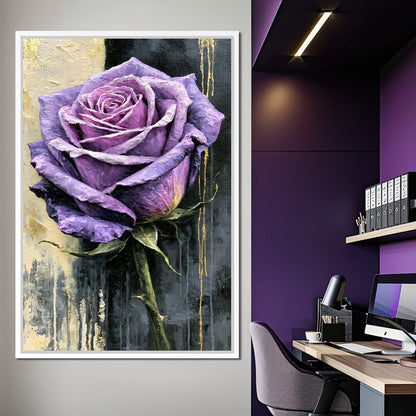 Midnight Petals Against Gilded Shadows Canvas Wall Art
