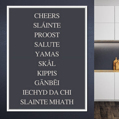 Global Cheers Multilingual Toast Canvas Wall Art