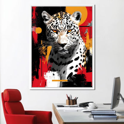 Golden Sun Leopard Stare Canvas Wall Art