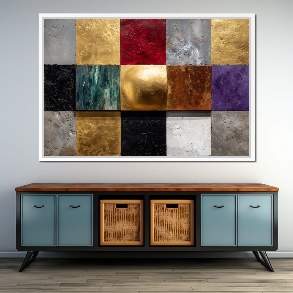 Gilded Mosaic Color Blocks Canvas Wall Art