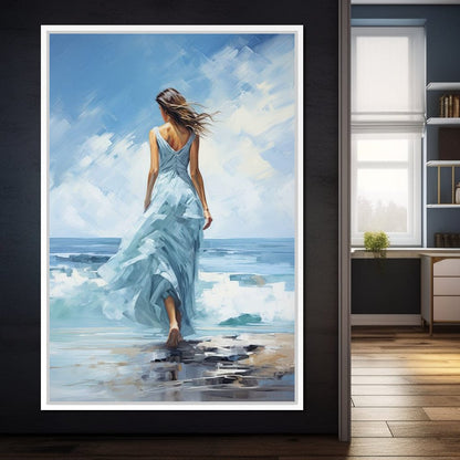 Azure Serenity Stroll Canvas Wall Art