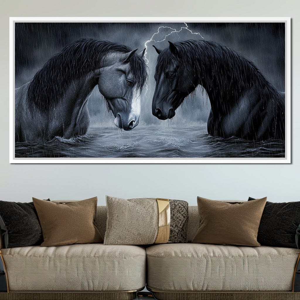 Dark Horses in the Storm Canvas Wall Art