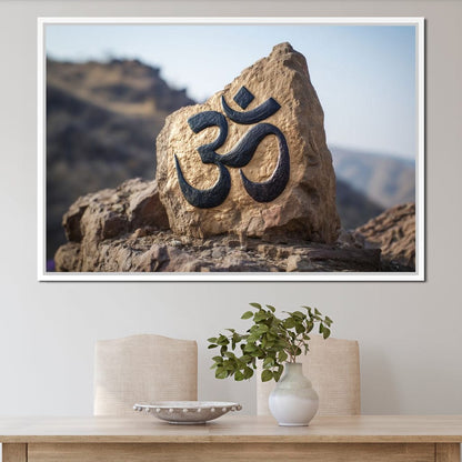 Om Mountain Stone Aum Sign Canvas Wall Art