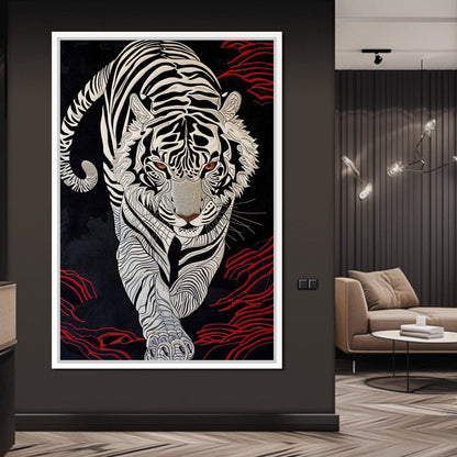 White Tiger of Shadows Canvas Wall Art