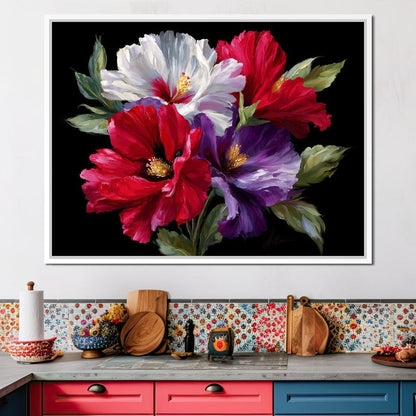 Velvet Peony Trio Bouquet Canvas Wall Art