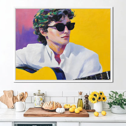 Vibrant Guitarist Sunlit Groove Canvas Wall Art