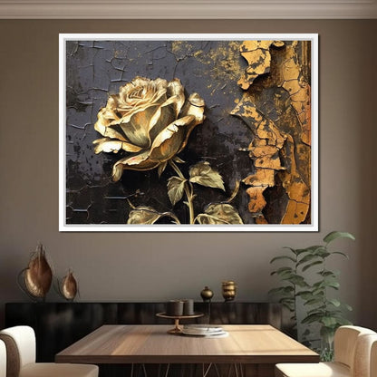 Golden Rose Canvas Wall Art