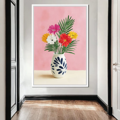Pink Vase Garden Bouquet Canvas Wall Art