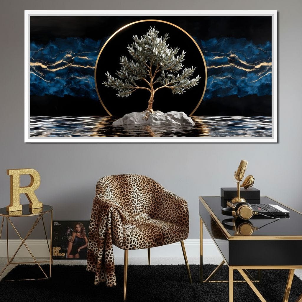 Golden Olive Tree Halo Reflection Canvas Wall Art